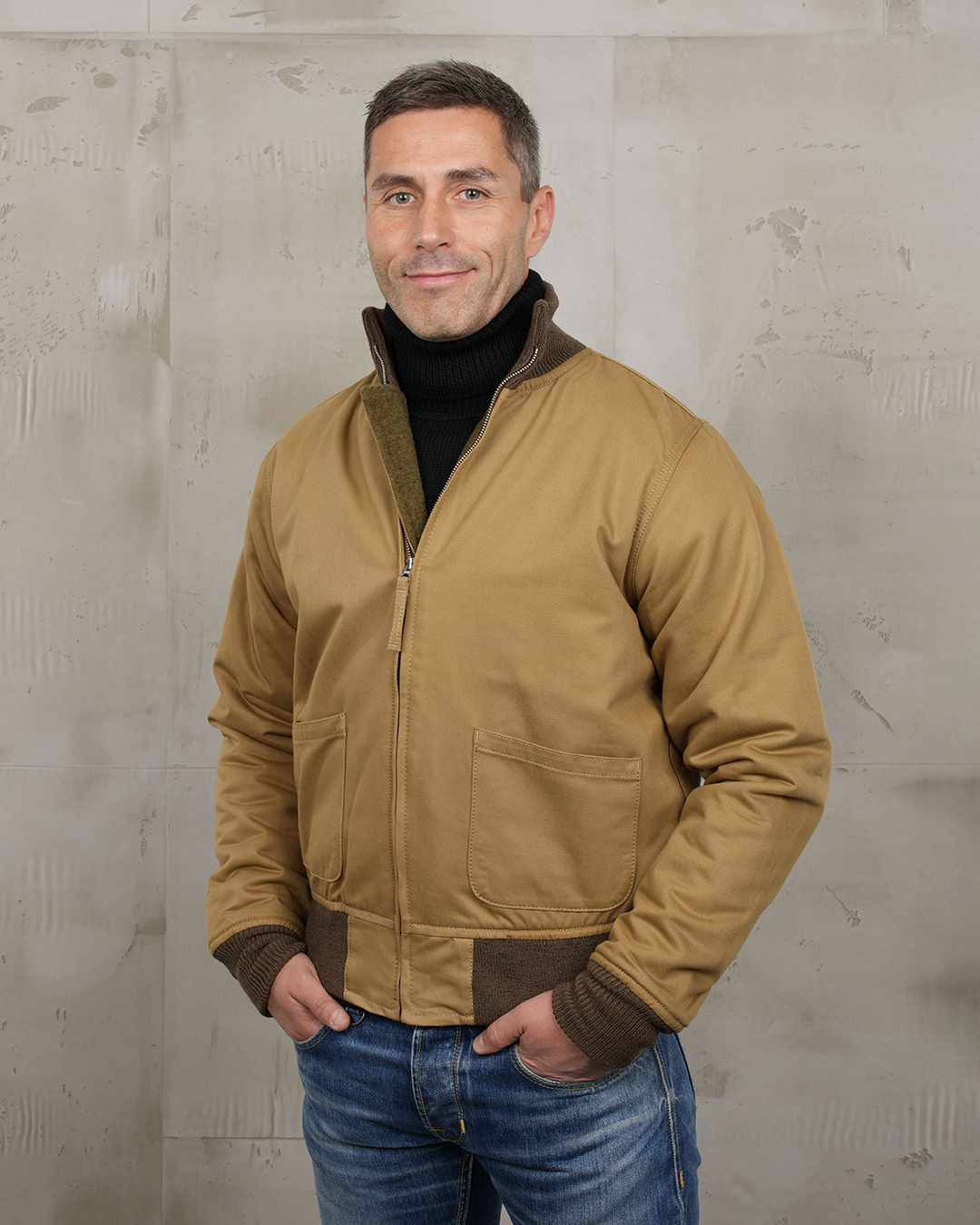 1941 Tanker Jacket khaki – Authentic 1940s Cotton & Wool Jacket-L